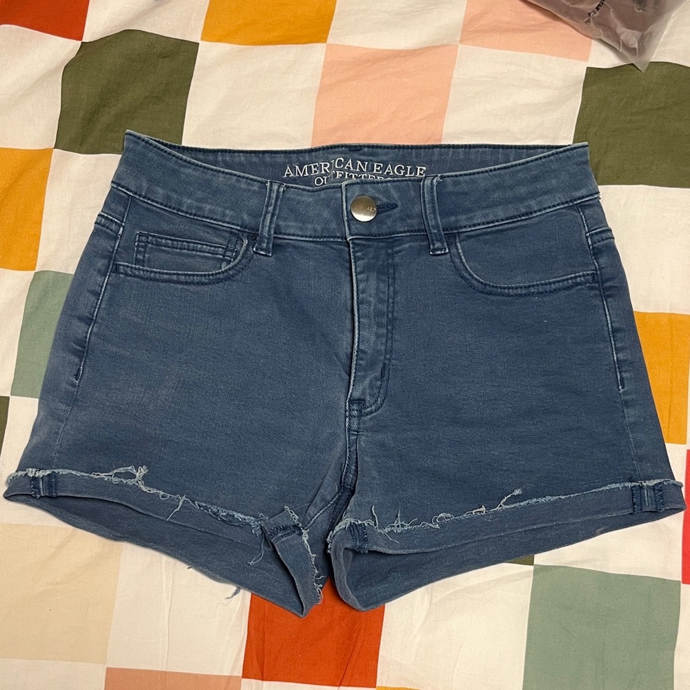 American Eagle Hi-Rise Shorties in Slate Blue